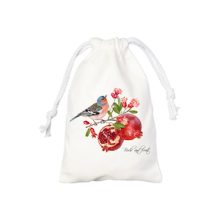 Sac à cordons blanc avec image d'oiseau